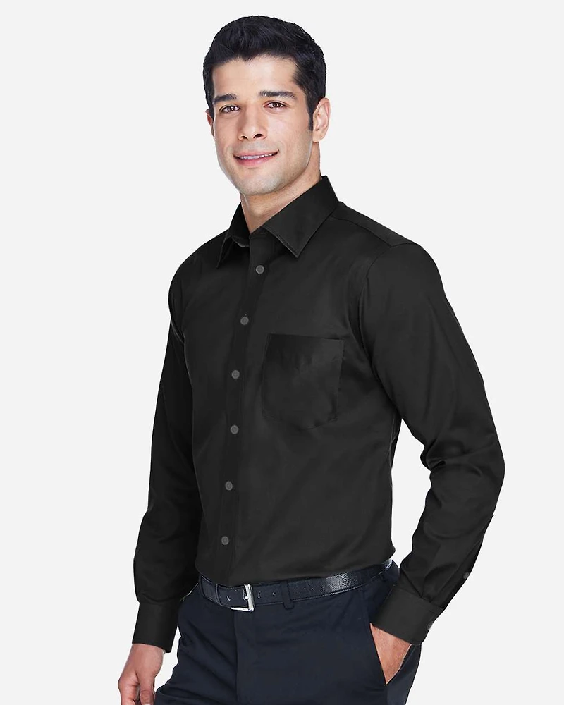 Men's Crown Collection® Solid Stretch Twill Woven Dress Shirt | T-Shirt Time