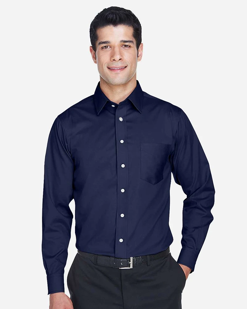 Men's Crown Collection® Solid Stretch Twill Woven Dress Shirt | T-Shirt Time