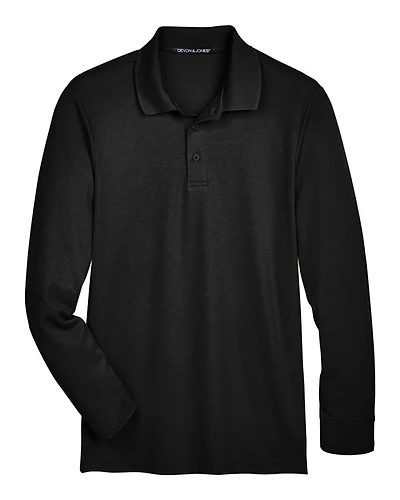 Men's CrownLux Performance® Plaited Long Sleeve Polo | T-Shirt Time