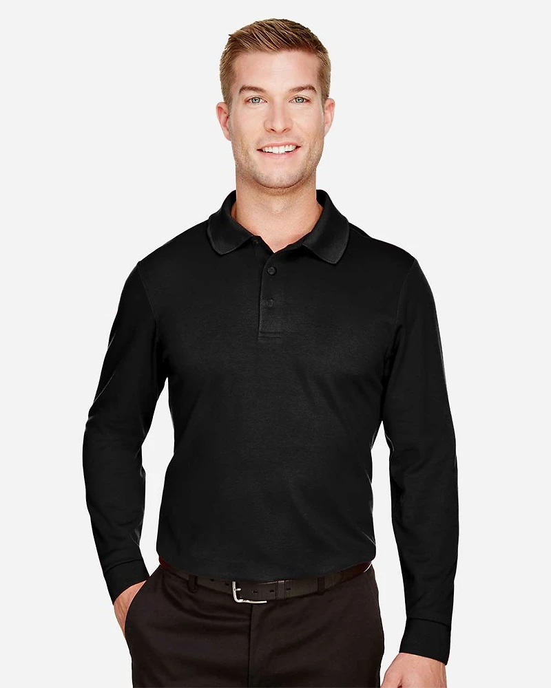 Men's CrownLux Performance® Plaited Long Sleeve Polo | T-Shirt Time