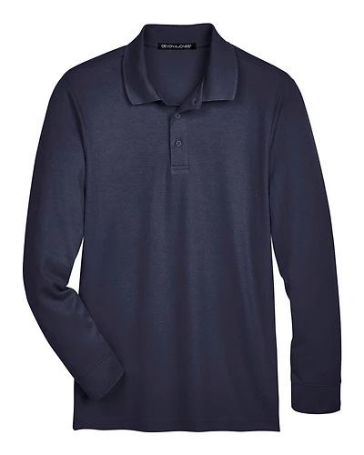 Men's CrownLux Performance® Plaited Long Sleeve Polo | T-Shirt Time