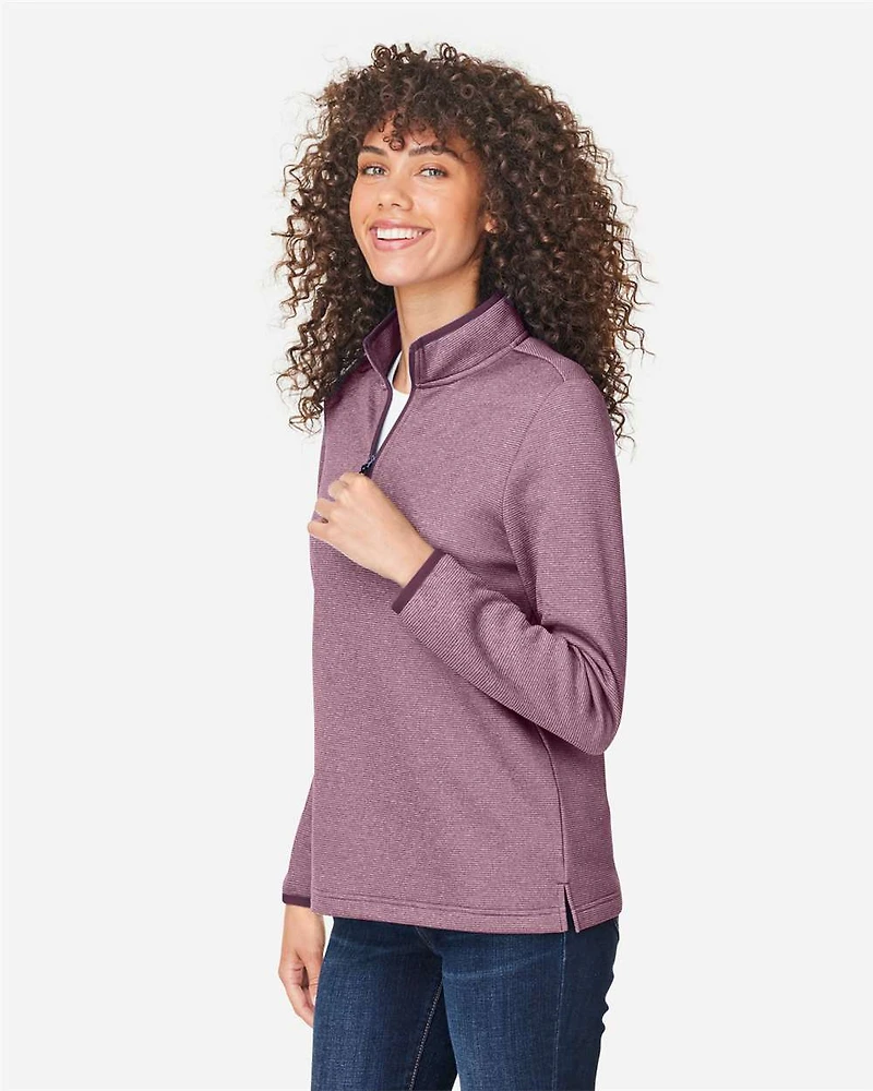 Pull à fermeture éclair quart de tour rayures chinées pour femmes | T-Shirt Time
