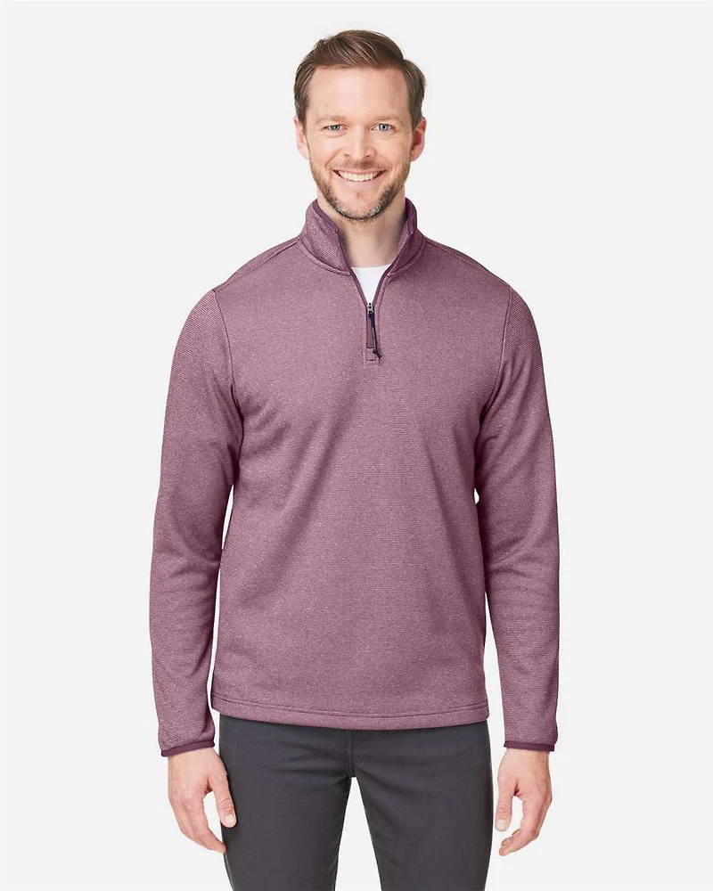 Pull à fermeture éclair quart de tour rayures chinées pour homme