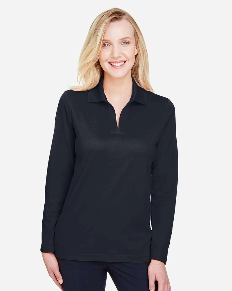 Women's CrownLux Performance® Plaited Long Sleeve Polo | T-Shirt Time