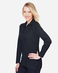 Women's CrownLux Performance® Plaited Long Sleeve Polo | T-Shirt Time