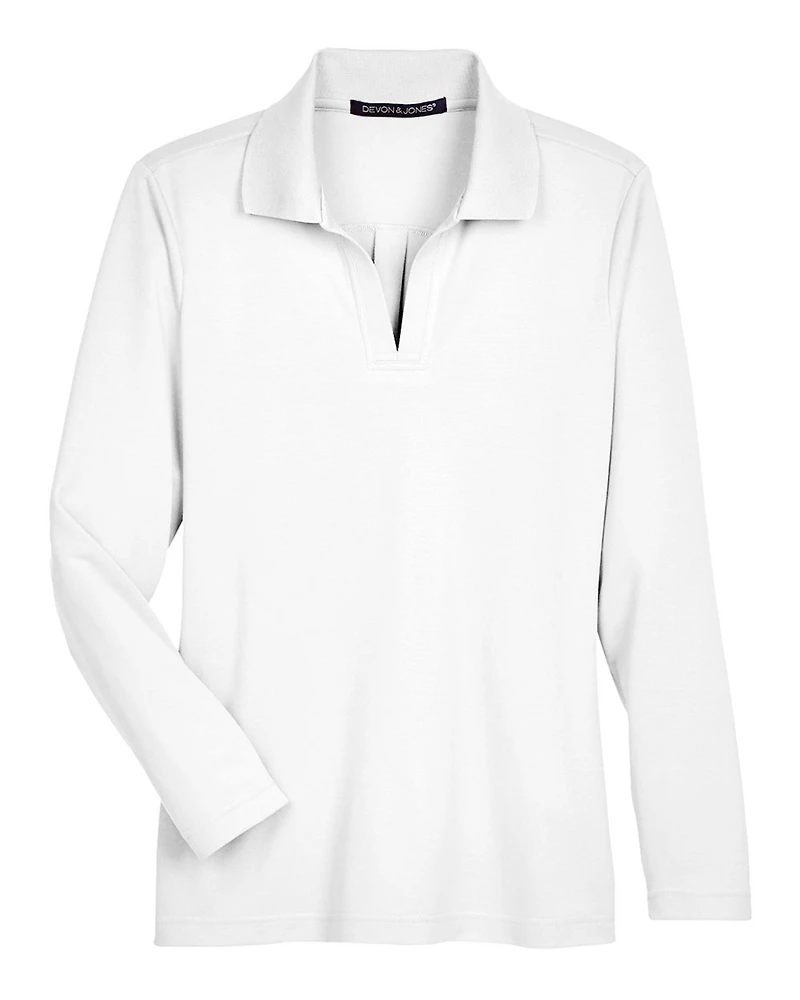 Polo à manches longues plaité CrownLux Performance® pour femmes | T-Shirt Time