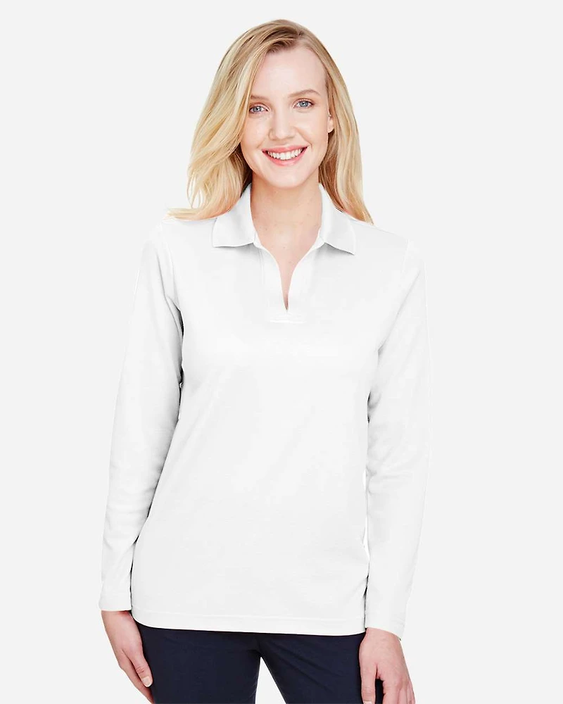 Polo à manches longues plaité CrownLux Performance® pour femmes | T-Shirt Time