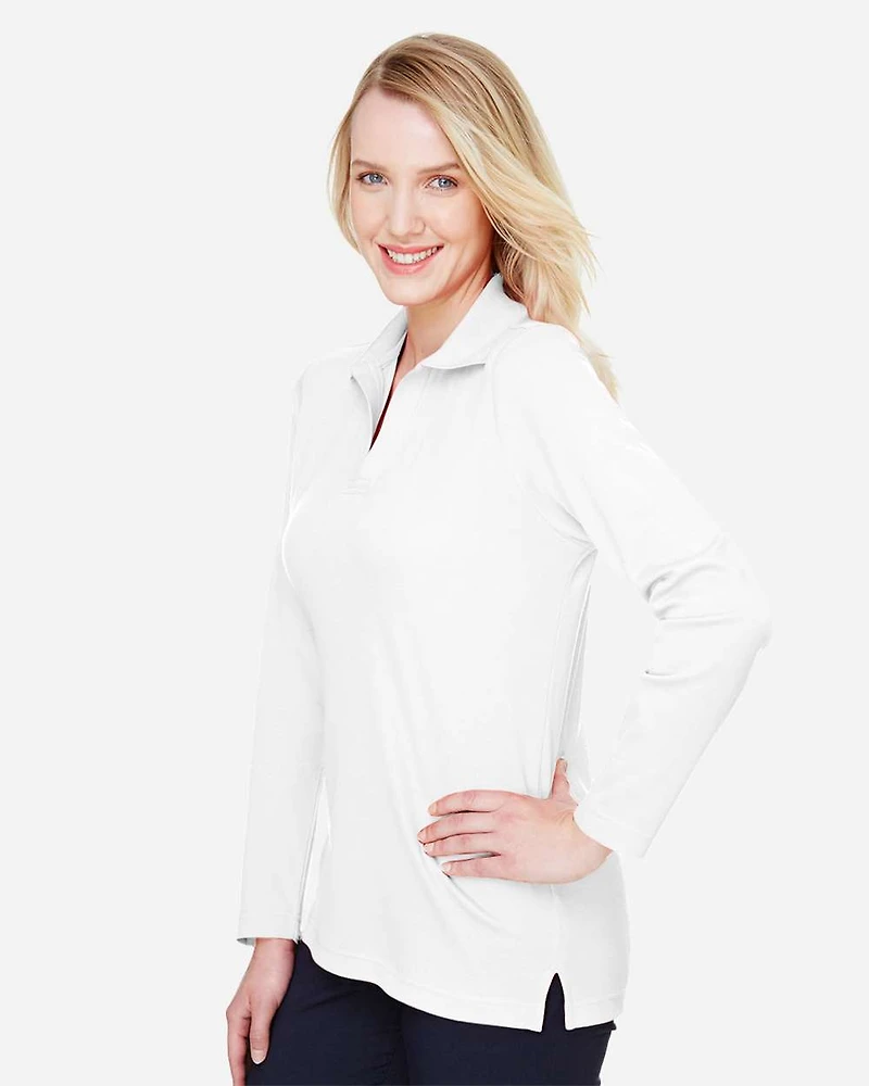 Polo à manches longues plaité CrownLux Performance® pour femmes | T-Shirt Time