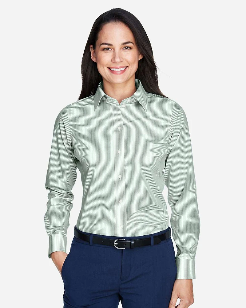 Women's Crown Collection® Banker Stripe Woven Dress Shirt | T-Shirt Time