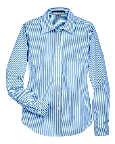 Women's Crown Collection® Banker Stripe Woven Dress Shirt | T-Shirt Time