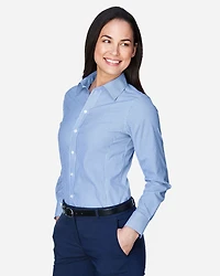 Women's Crown Collection® Banker Stripe Woven Dress Shirt | T-Shirt Time