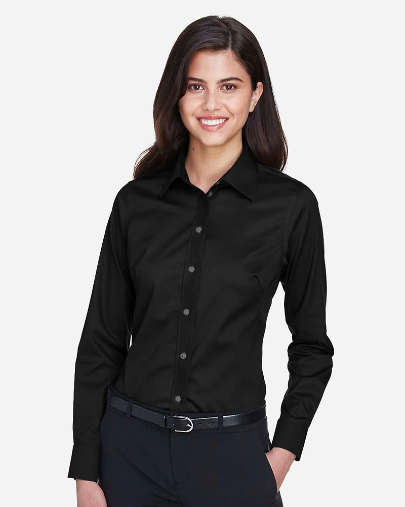 Women's Crown Collection® Solid Stretch Twill Woven Dress Shirt | T-Shirt Time