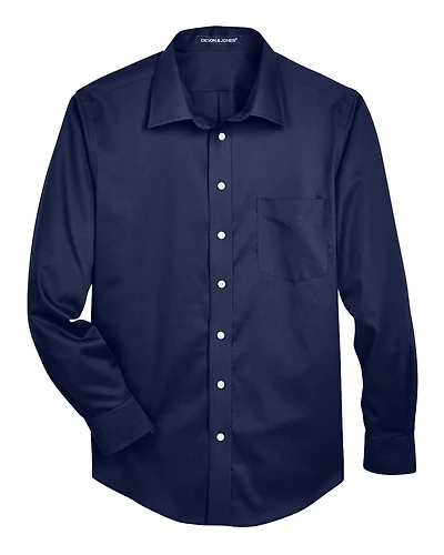 Men's Tall Crown Collection® Solid Stretch Twill Woven Dress Shirt | T-Shirt Time