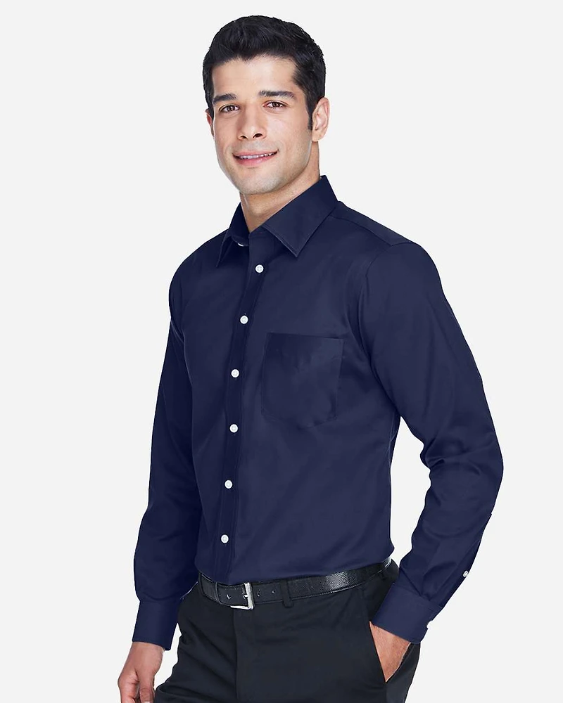 Men's Tall Crown Collection® Solid Stretch Twill Woven Dress Shirt | T-Shirt Time