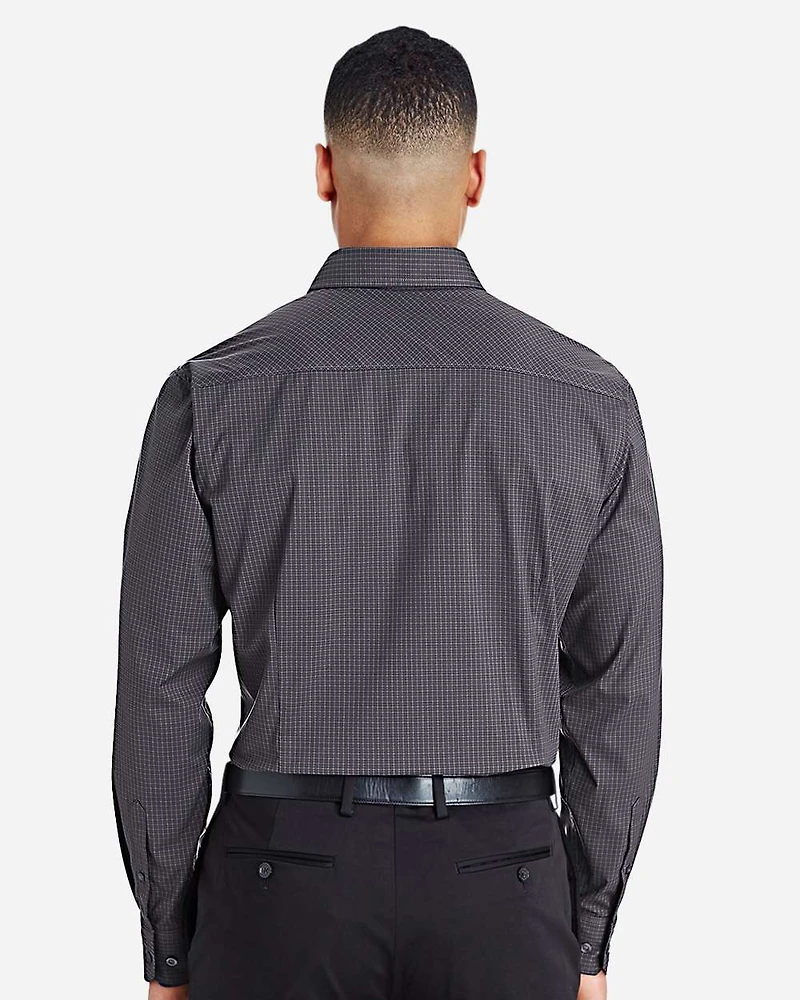 Men's CrownLux Performance® Tonal Mini Check Woven Dress Shirt | T-Shirt Time