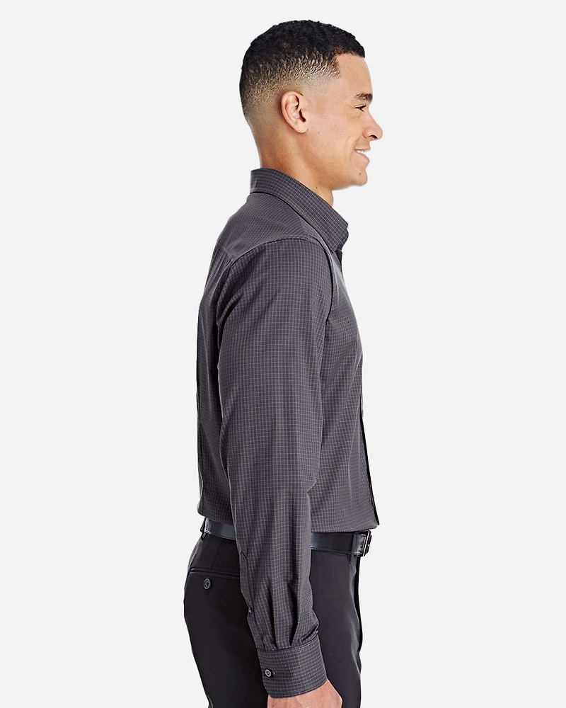 Men's CrownLux Performance® Tonal Mini Check Woven Dress Shirt | T-Shirt Time