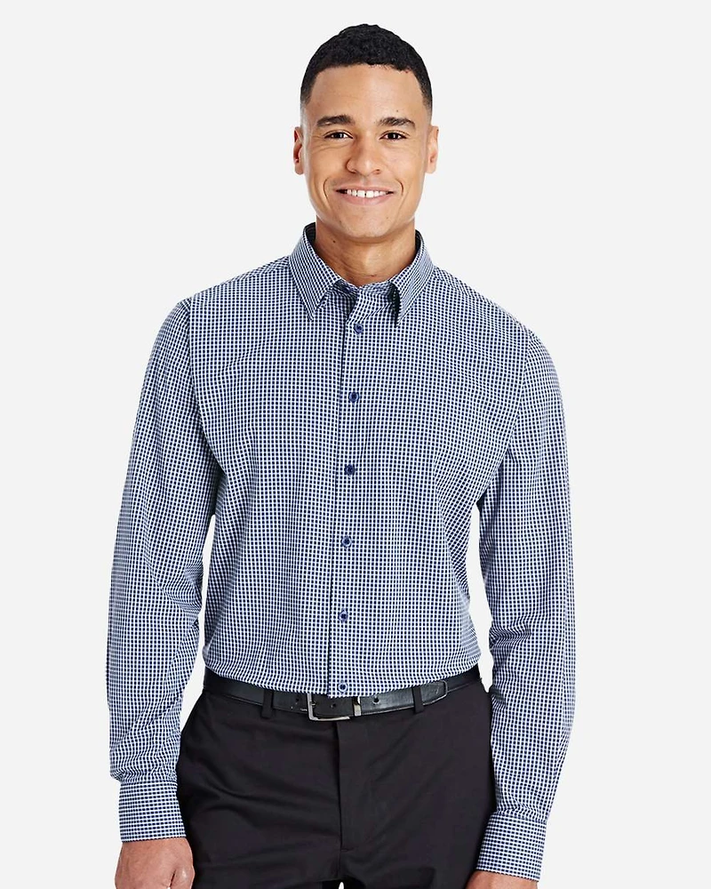 Men's CrownLux Performance® Tonal Mini Check Woven Dress Shirt | T-Shirt Time