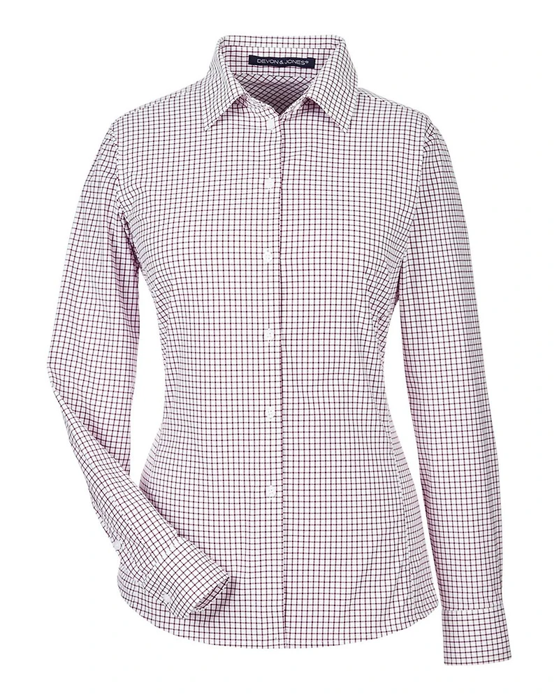 Women's CrownLux Performance® Micro Windowpane Woven Dress Shirt | T-Shirt Time