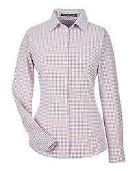 Women's CrownLux Performance® Micro Windowpane Woven Dress Shirt | T-Shirt Time