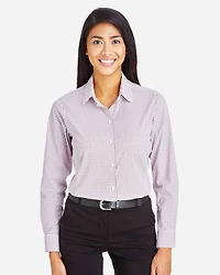 Women's CrownLux Performance® Micro Windowpane Woven Dress Shirt | T-Shirt Time