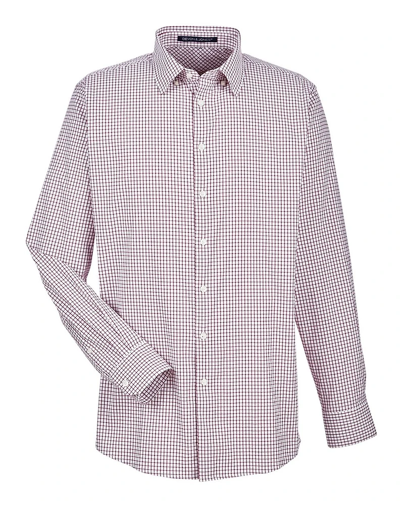 Men's CrownLux Performance® Micro Windowpane Woven Dress Shirt | T-Shirt Time