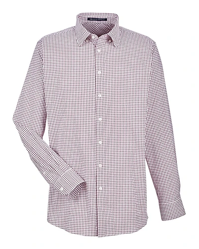 Men's CrownLux Performance® Micro Windowpane Woven Dress Shirt | T-Shirt Time