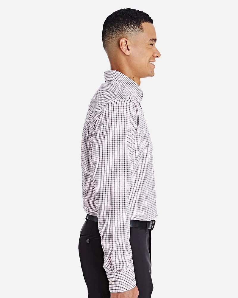 Men's CrownLux Performance® Micro Windowpane Woven Dress Shirt | T-Shirt Time