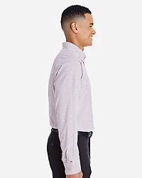 Men's CrownLux Performance® Micro Windowpane Woven Dress Shirt | T-Shirt Time