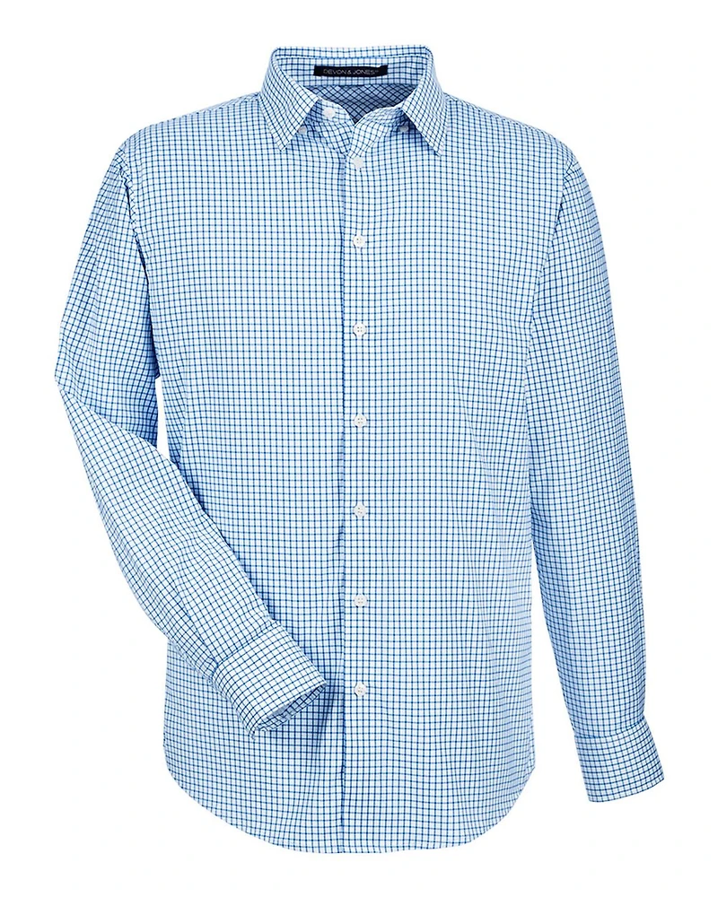 Men's CrownLux Performance® Micro Windowpane Woven Dress Shirt | T-Shirt Time