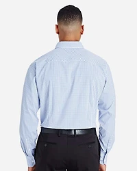 Men's CrownLux Performance® Micro Windowpane Woven Dress Shirt | T-Shirt Time