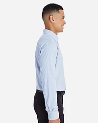 Men's CrownLux Performance® Micro Windowpane Woven Dress Shirt | T-Shirt Time