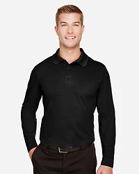 Men's Tall CrownLux Performance® Plaited Long Sleeve Polo | T-Shirt Time