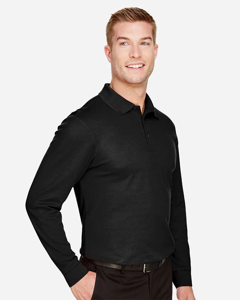 Men's Tall CrownLux Performance® Plaited Long Sleeve Polo | T-Shirt Time