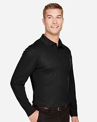 Men's Tall CrownLux Performance® Plaited Long Sleeve Polo | T-Shirt Time
