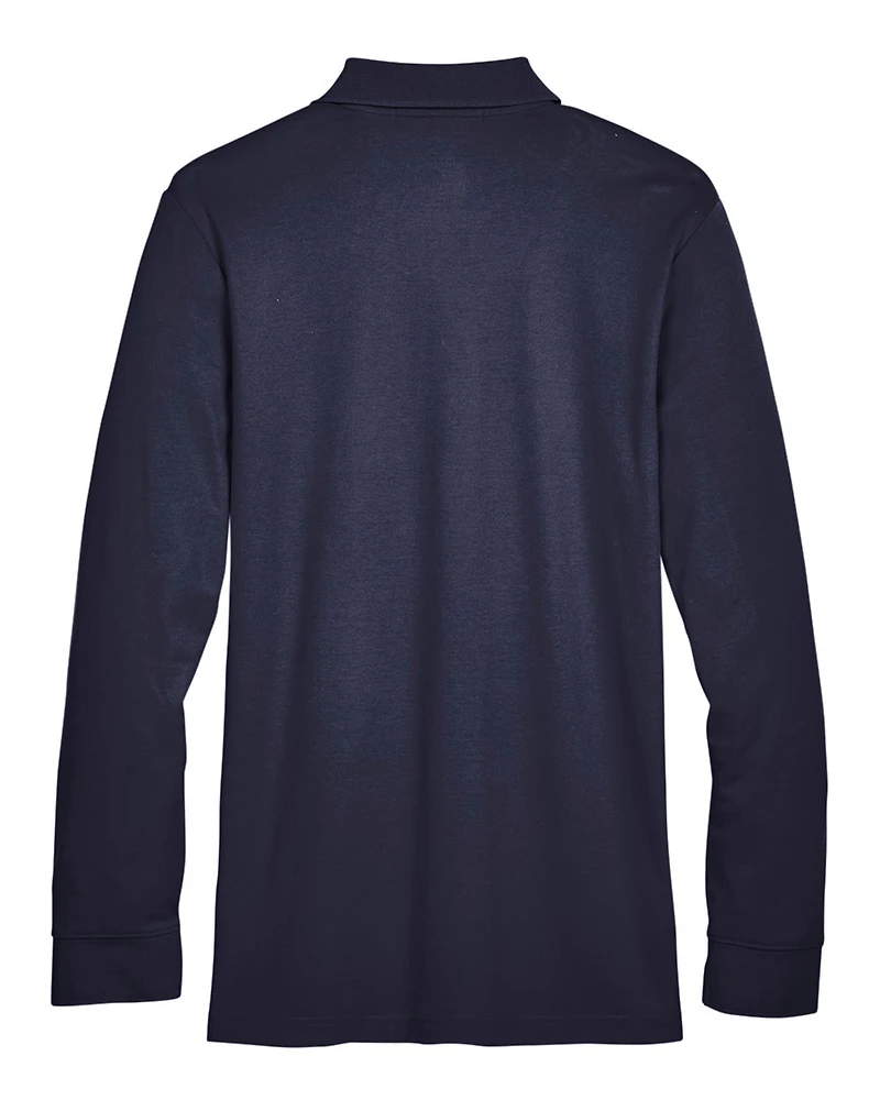 Men's Tall CrownLux Performance® Plaited Long Sleeve Polo | T-Shirt Time
