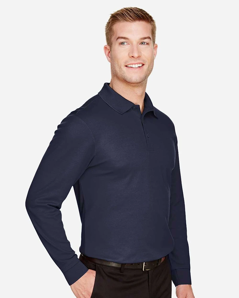 Men's Tall CrownLux Performance® Plaited Long Sleeve Polo | T-Shirt Time