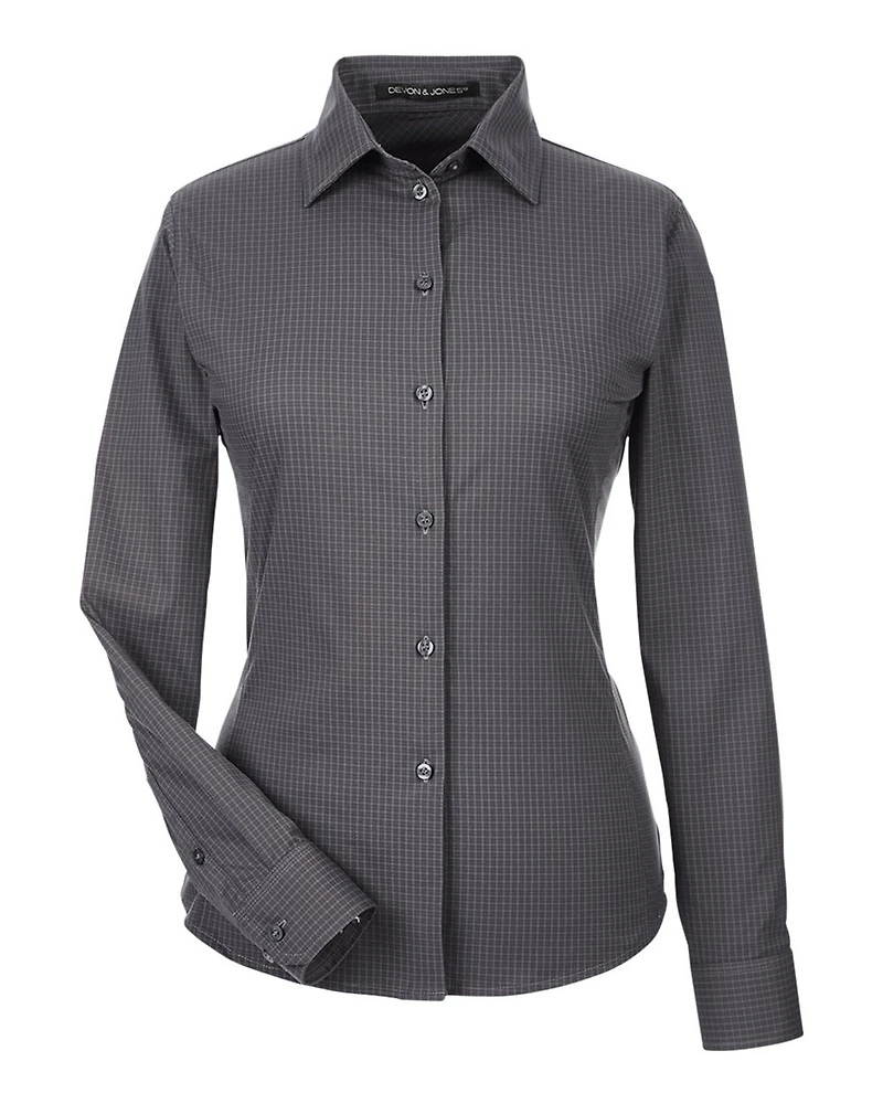 Women's CrownLux Performance® Tonal Mini Check Woven Dress Shirt | T-Shirt Time