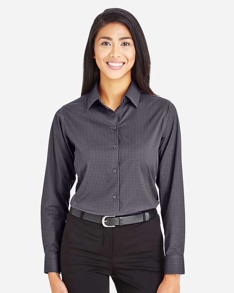 Women's CrownLux Performance® Tonal Mini Check Woven Dress Shirt | T-Shirt Time