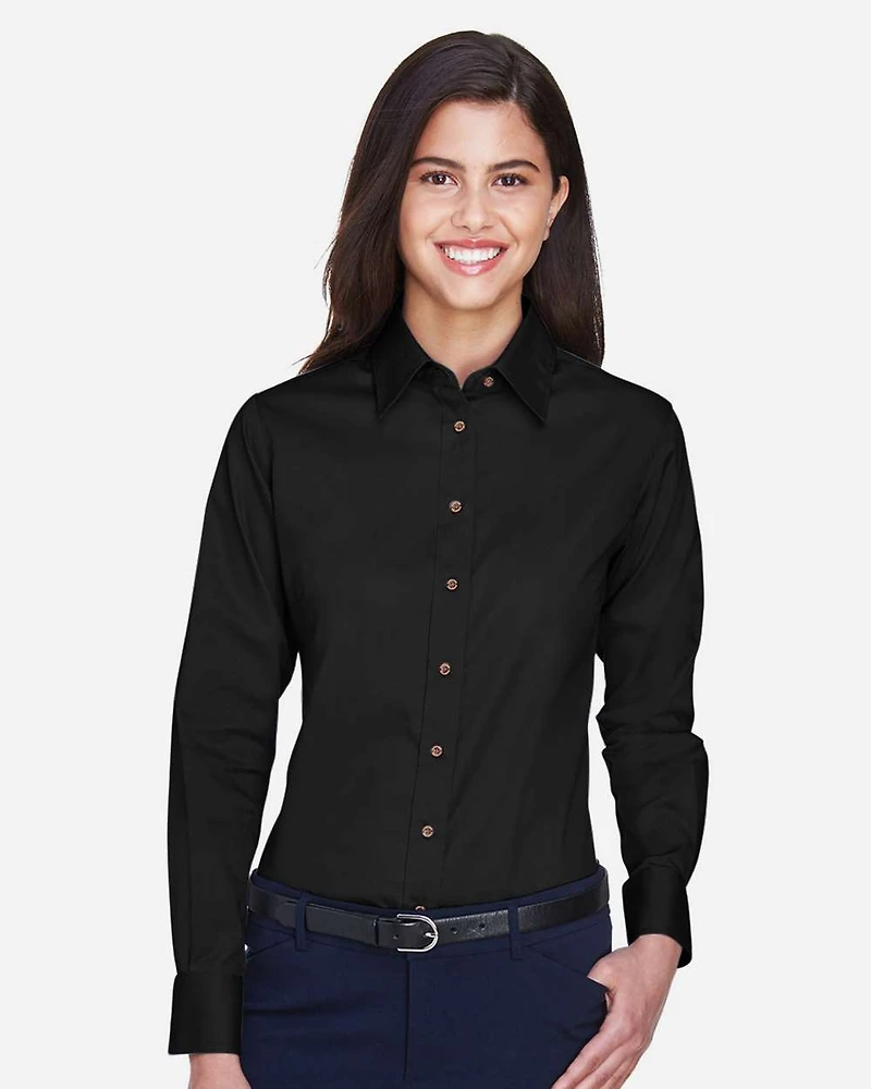 Women's Easy Blend™ Long Sleeve Twill Dress Shirt with Stain-Release | T-Shirt Time