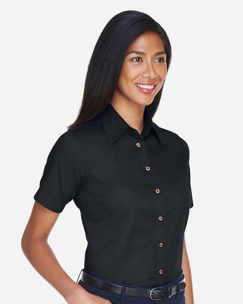 Women's Easy Blend™ Short Sleeve Twill Dress Shirt with Stain-Release | T-Shirt Time