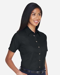 Women's Easy Blend™ Short Sleeve Twill Dress Shirt with Stain-Release | T-Shirt Time