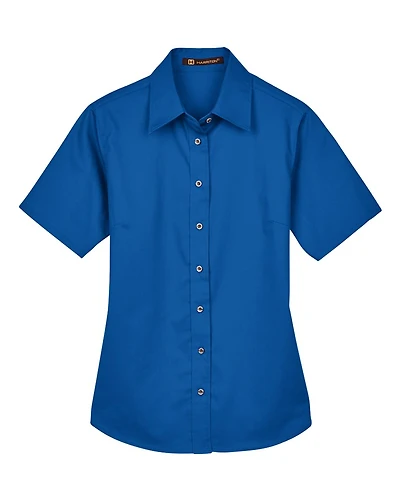 Women’s Easy Blend™ Short Sleeve Twill Dress Shirt with Stain-Release