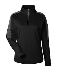 Pull à fermeture éclair quart de tour avec protection contre les accrocs et colorblock pour femmes