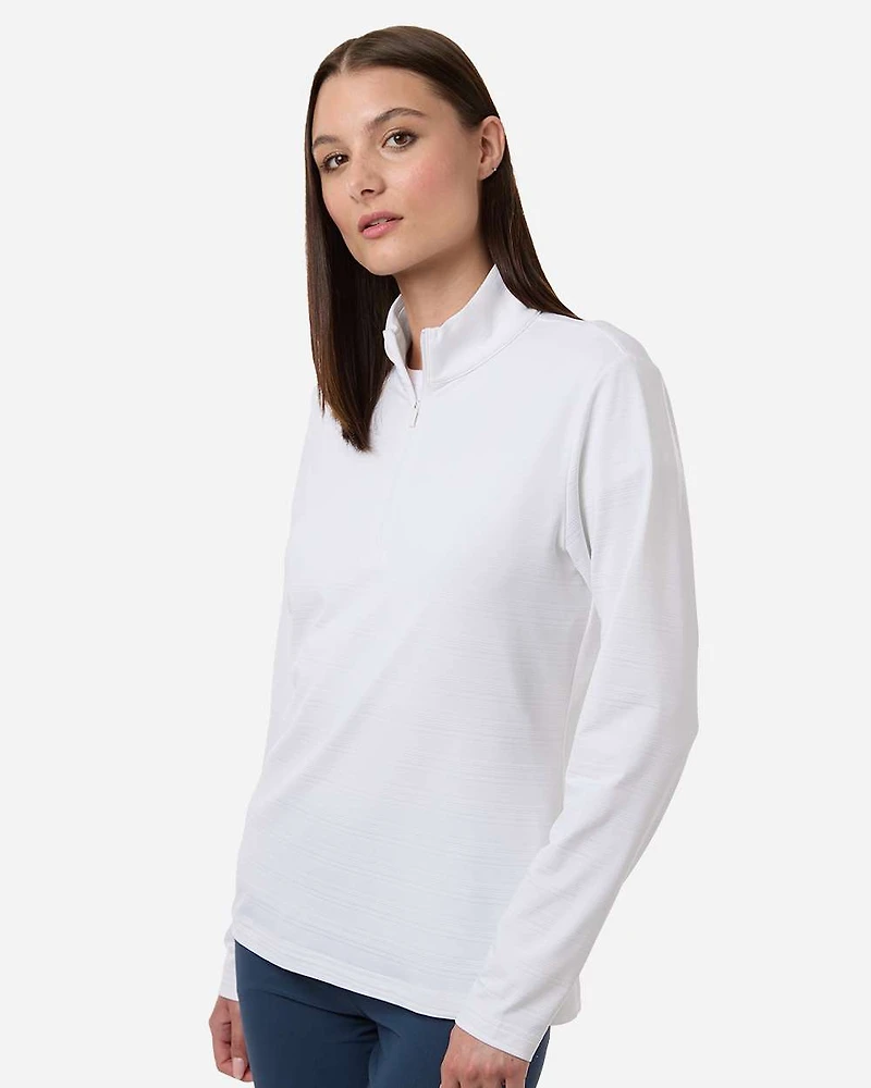 Pull demi-zippé à rayures texturées pour femme