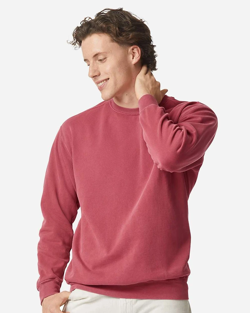 Sweat-shirt à col ras du cou teint en pièce unisexe