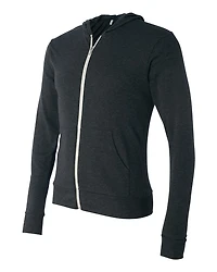 Unisex Triblend Lightweight Full-Zip Hooded Long Sleeve Tee | T-Shirt Time