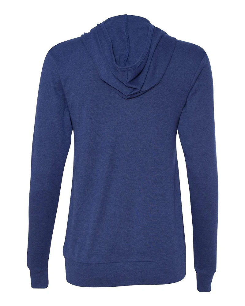 Unisex Triblend Lightweight Full-Zip Hooded Long Sleeve Tee | T-Shirt Time