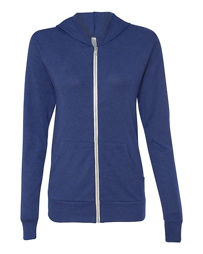 Unisex Triblend Lightweight Full-Zip Hooded Long Sleeve Tee | T-Shirt Time