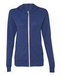 Unisex Triblend Lightweight Full-Zip Hooded Long Sleeve Tee | T-Shirt Time