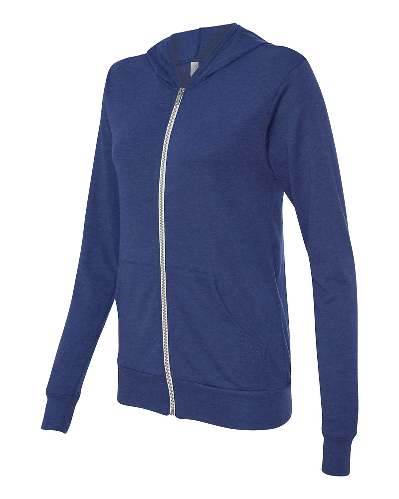 Unisex Triblend Lightweight Full-Zip Hooded Long Sleeve Tee | T-Shirt Time